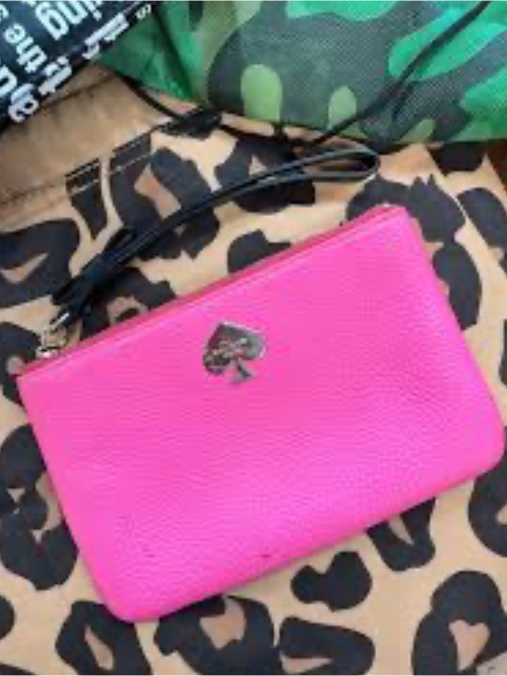 Kate Spade Hot Pink Pebble Leather Wristlet Wallet